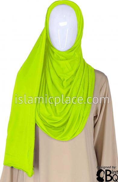 Lime Green Plain - Jamila Jersey Shayla Long Rectangle Hijab 30"x70"