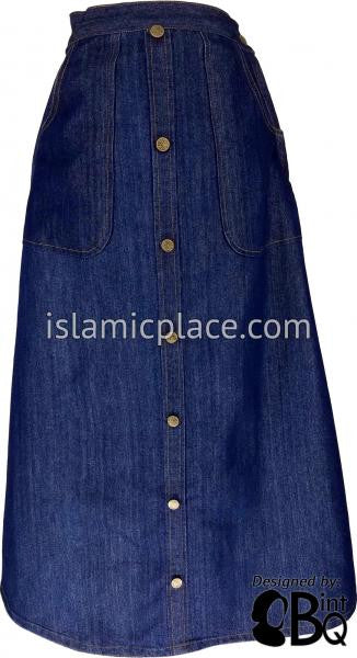 Blue - Nadima Button Down Style Skirt in Denim by BintQ - BQ162