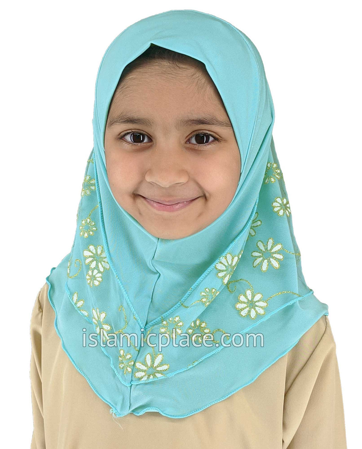 Aqua - Daisy Sketch Hijab Al-Amira - Girl size (1-piece) - Design 2