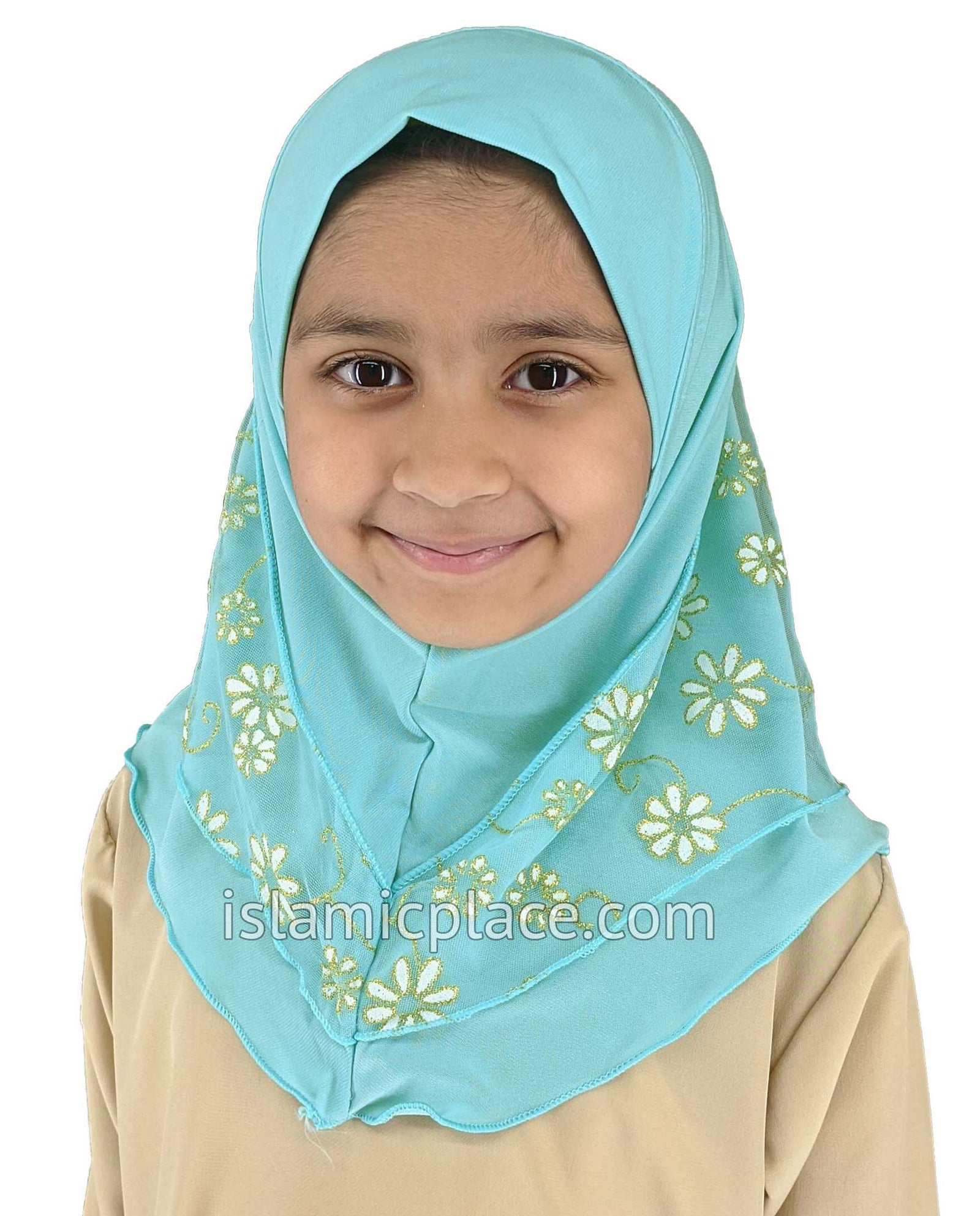 Aqua - Daisy Sketch Hijab Al-Amira - Girl size (1-piece) - Design 2