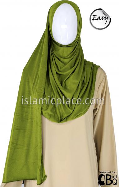 Light Olive Green Plain - Easy Aisha Jersey Shayla Long Rectangle Hijab 30"x70"