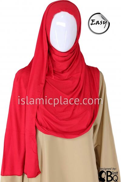 Red Plain - Easy Aisha Jersey Shayla Long Rectangle Hijab 30"x70"