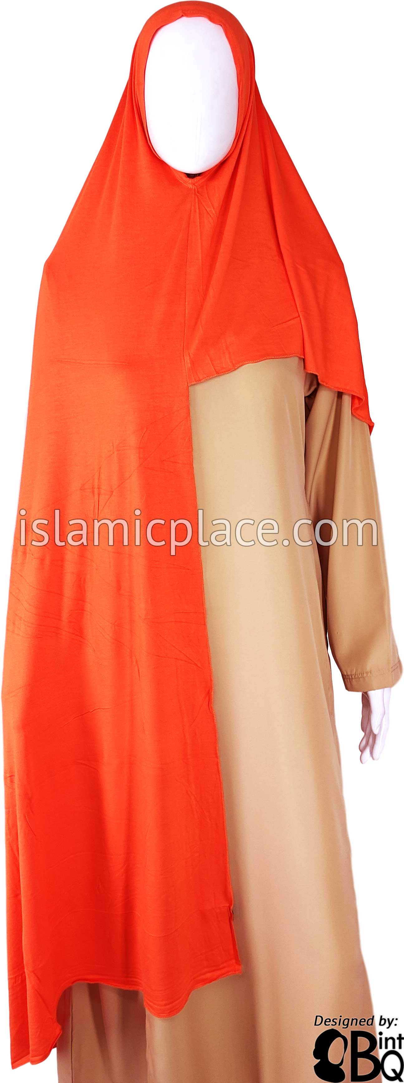 Fire Orange Plain - Easy Aisha Jersey Shayla Long Rectangle Hijab 30"x70"