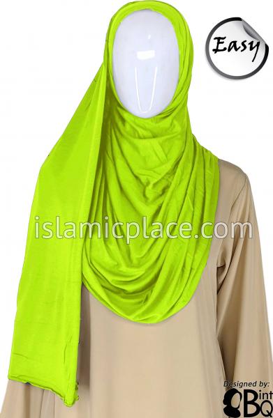 Lime Green Plain - Easy Aisha Jersey Shayla Long Rectangle Hijab 30"x70"