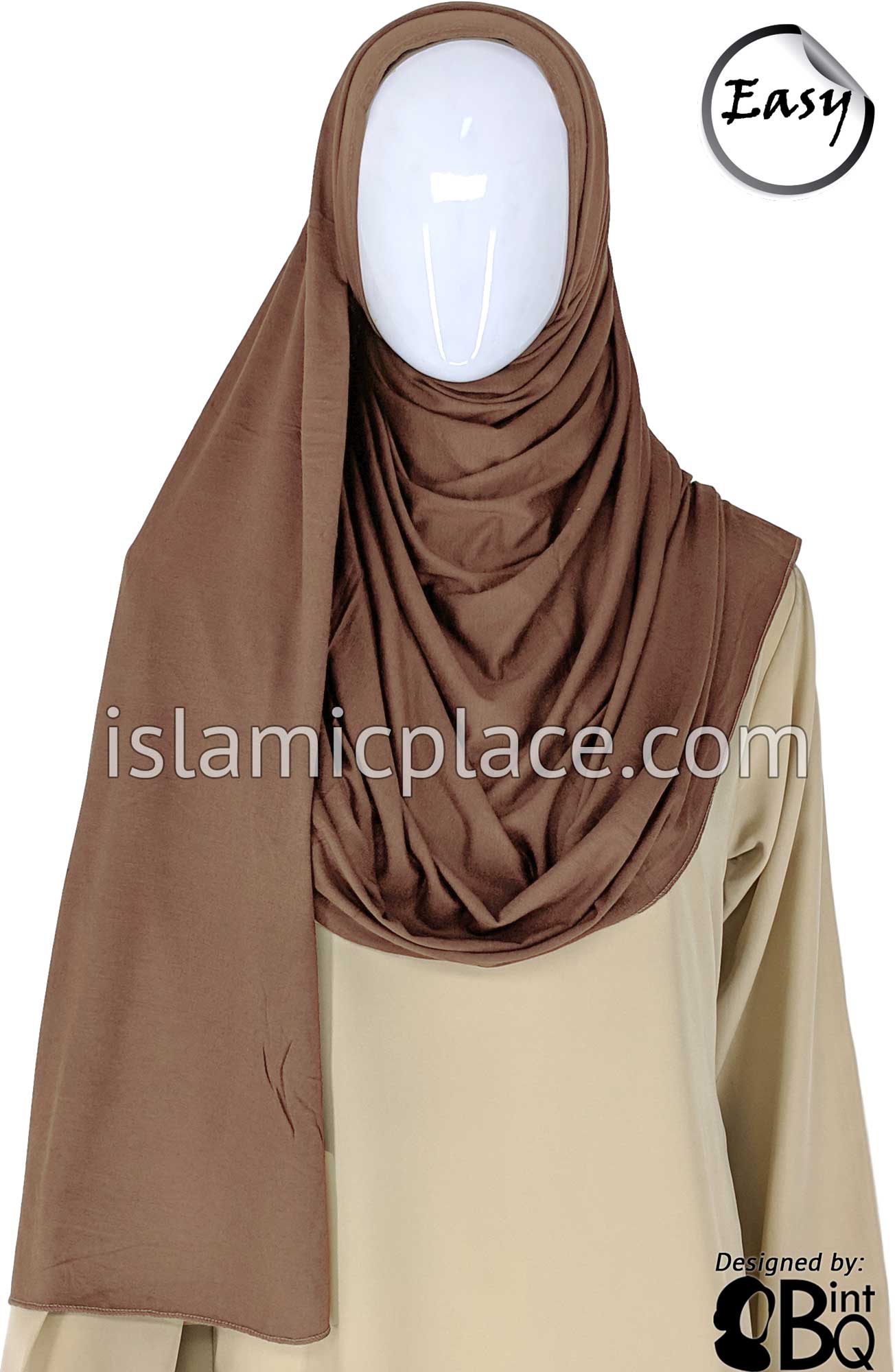 Mocha Plain - Easy Aisha Jersey Shayla Long Rectangle Hijab 30"x70"