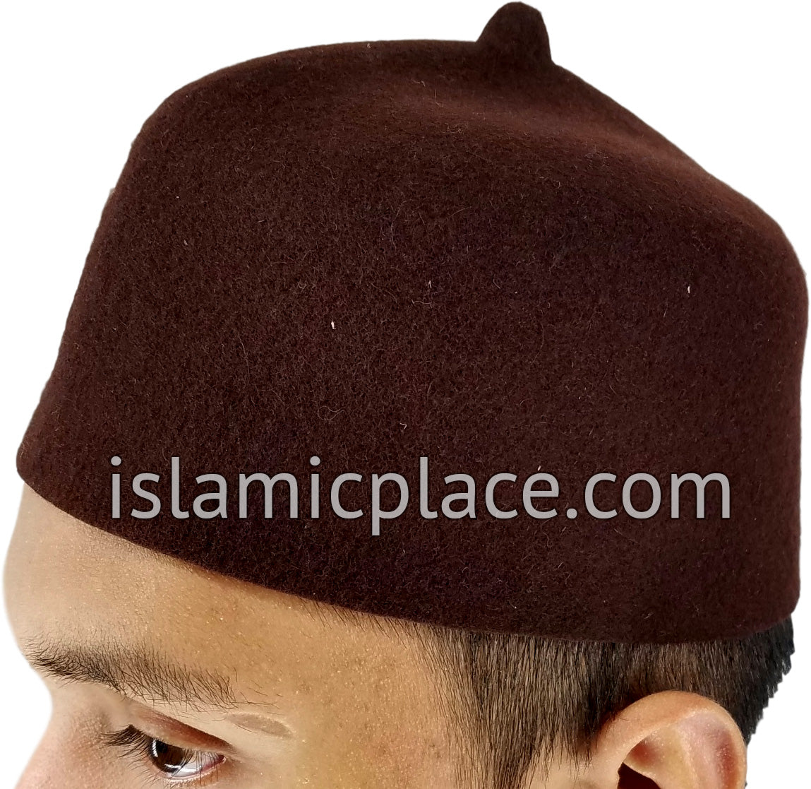 Brown - 100% Wool Moroccan Fez Kufi with a Felt like finish