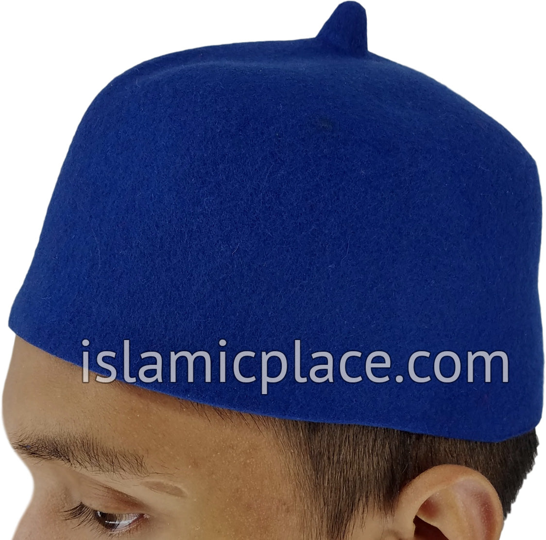 Blue - 100% Wool Moroccan Fez Kufi with a Felt like finish