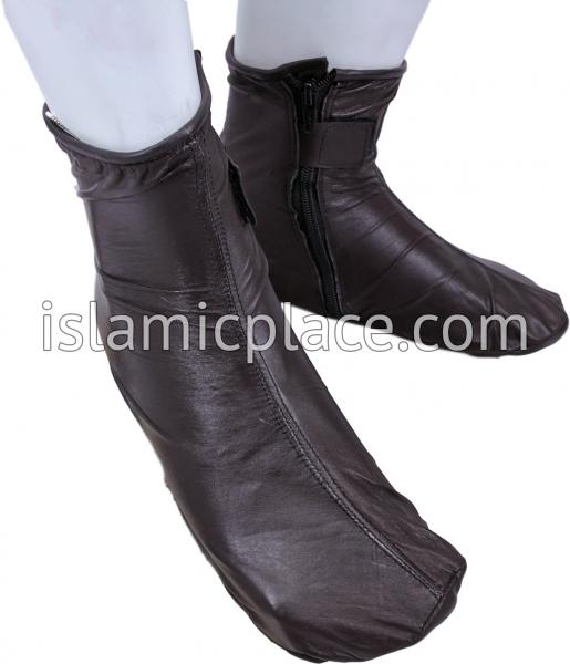 Dark Brown - Zip-up Khuff Leather socks