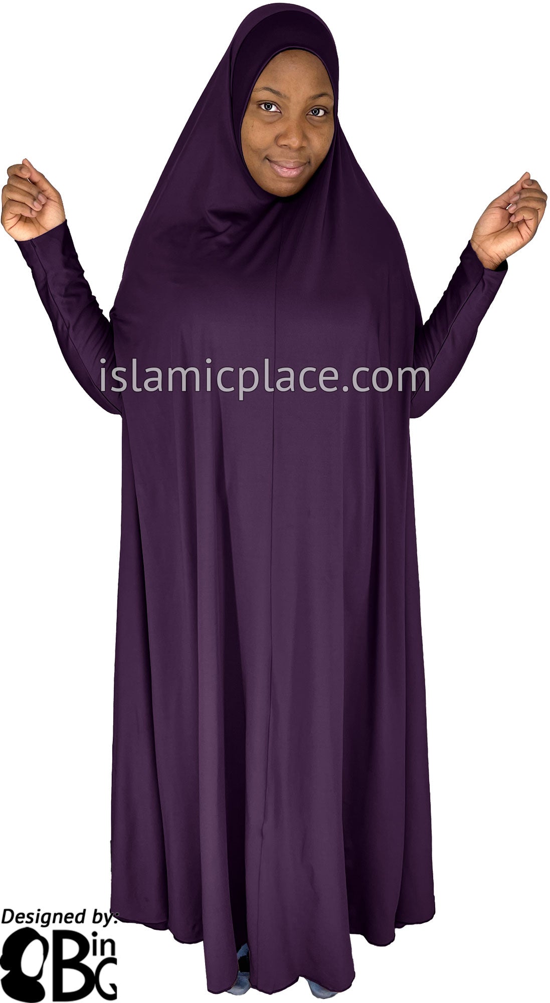 Plum - Plain Overhead Abaya with Cuffs