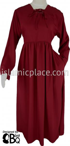 Burgundy - Girl&#39;s Yaminah Swing Abaya by BintQ - BQ42