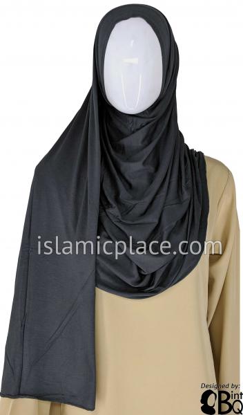 Graphite Plain - Jamila Jersey Shayla Long Rectangle Hijab 30&quot;x70&quot;