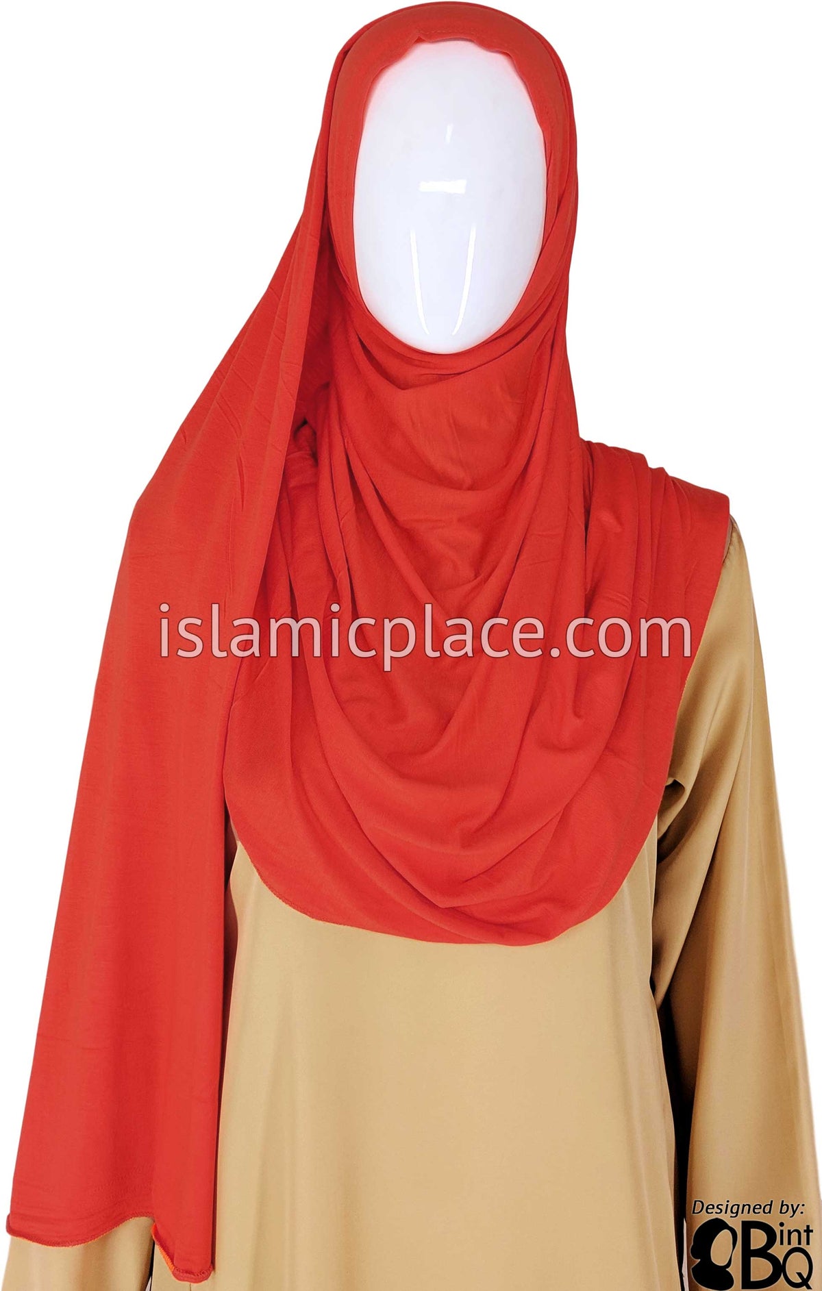 Brick Red Plain - Jamila Jersey Shayla Long Rectangle Hijab 30&quot;x70&quot;