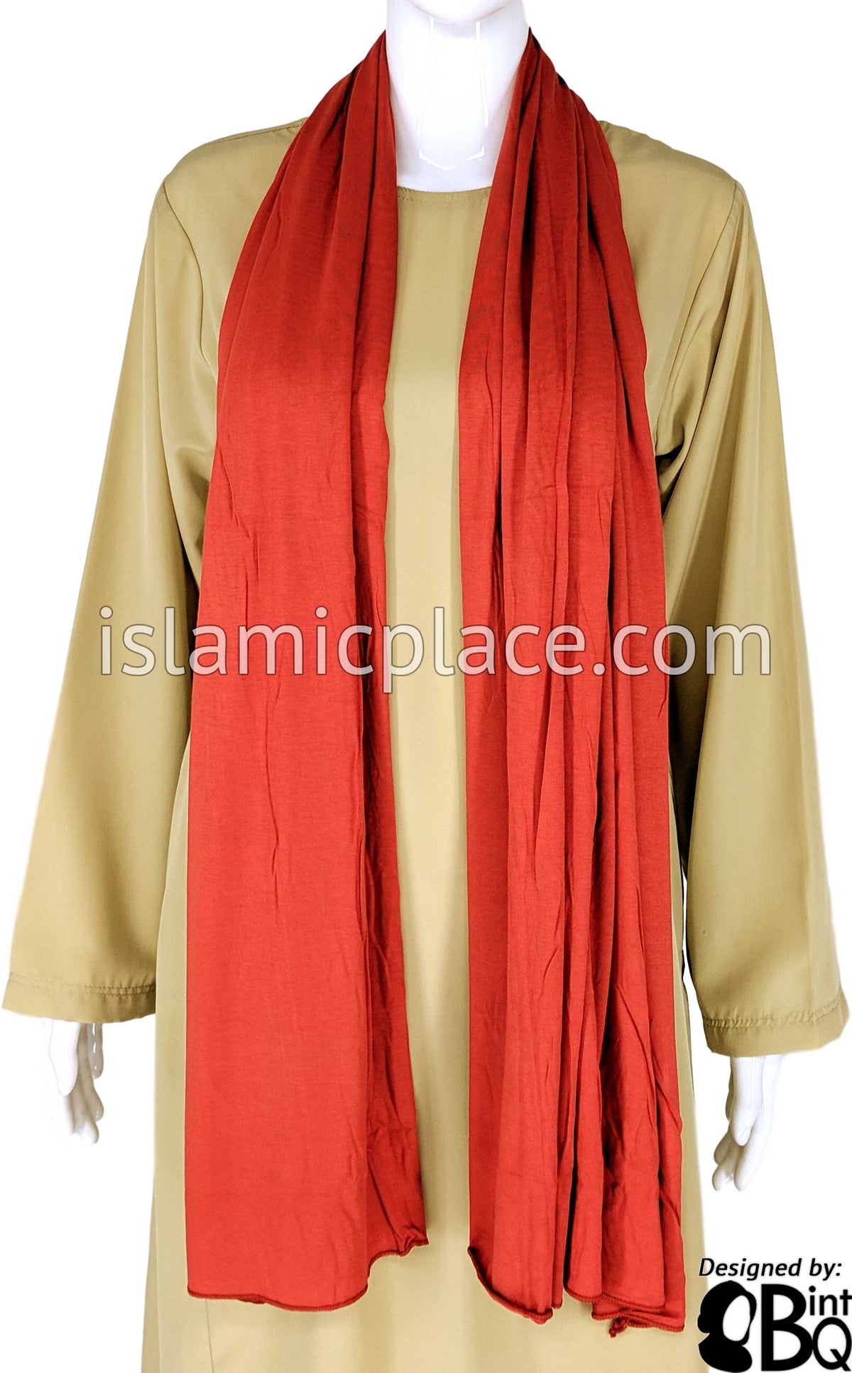 Brick Red Plain - Jamila Jersey Shayla Long Rectangle Hijab 30"x70"