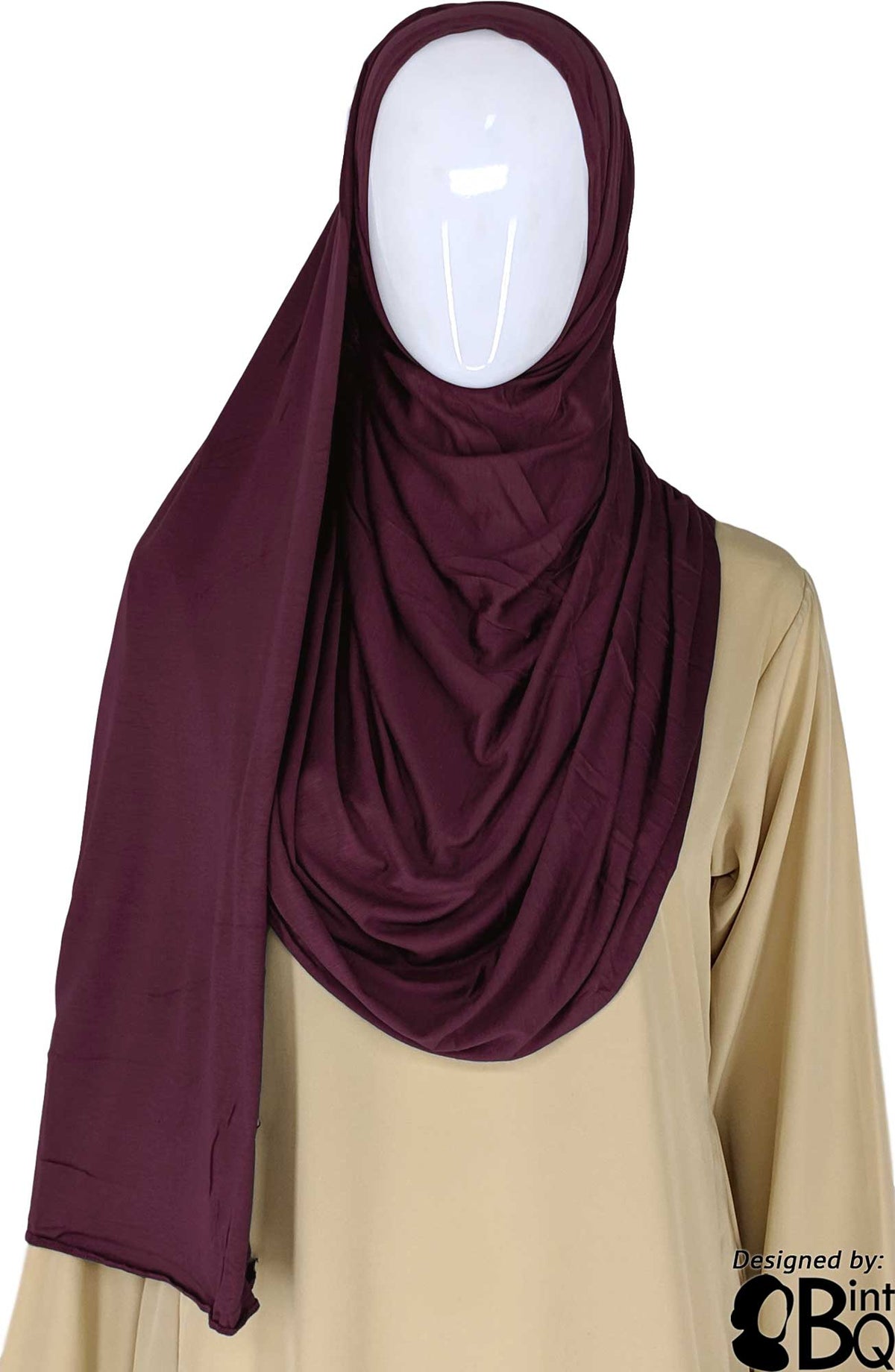 Eggplant Plain - Jamila Jersey Shayla Long Rectangle Hijab 30&quot;x70&quot;
