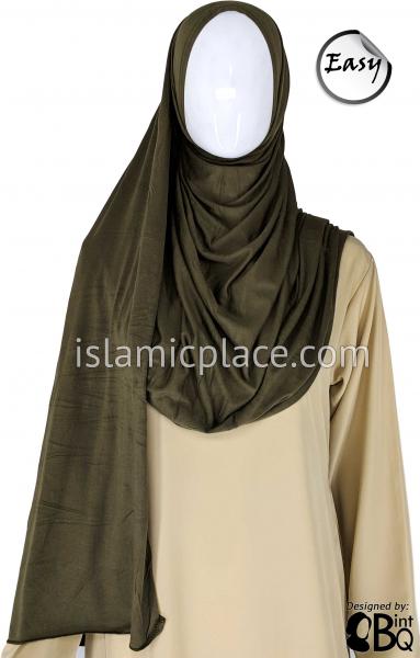 Olive Plain - Easy Aisha Jersey Shayla Long Rectangle Hijab 30"x70"