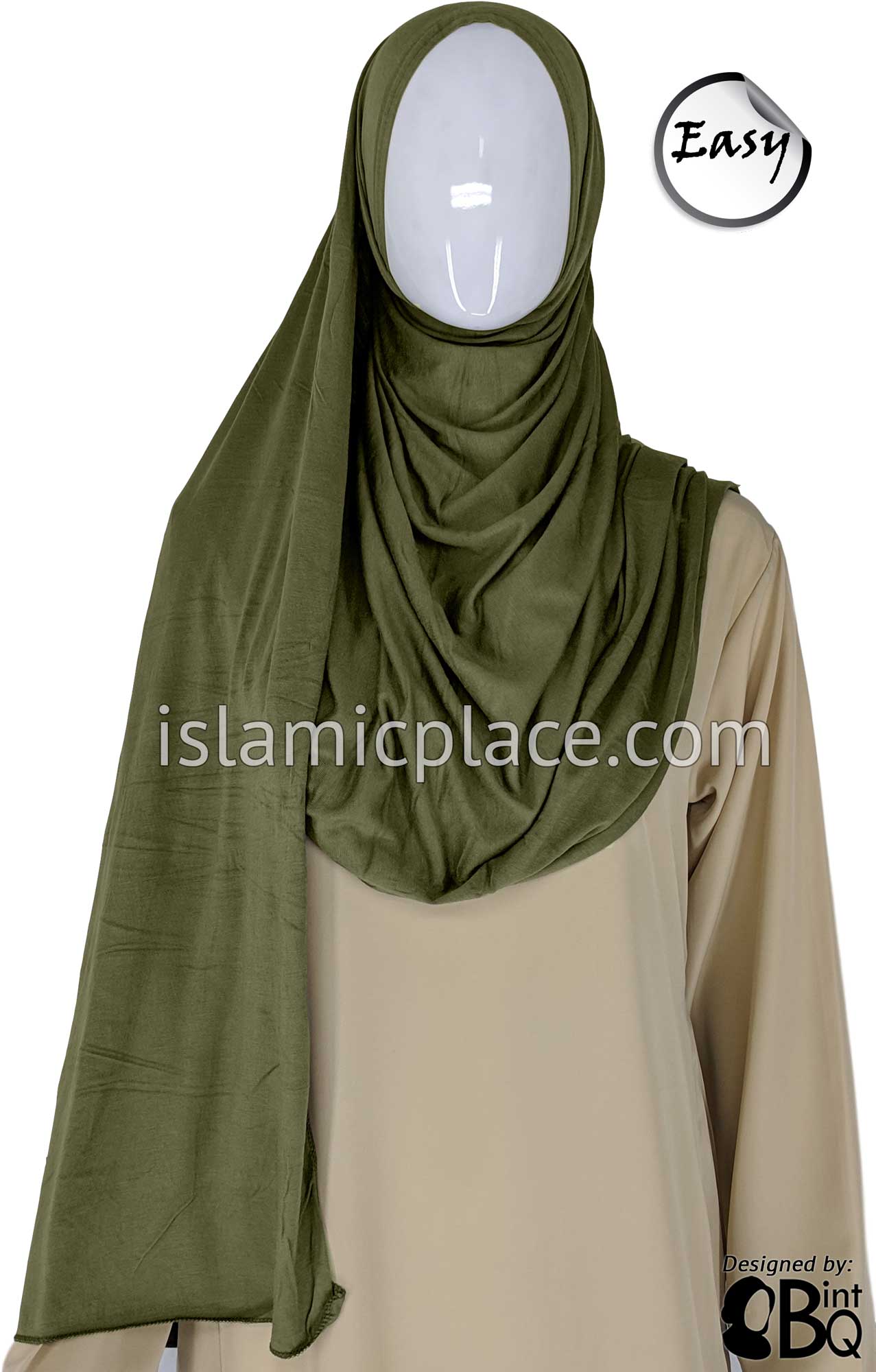 Camouflage Green Plain - Easy Aisha Jersey Shayla Long Rectangle Hijab 30"x70"