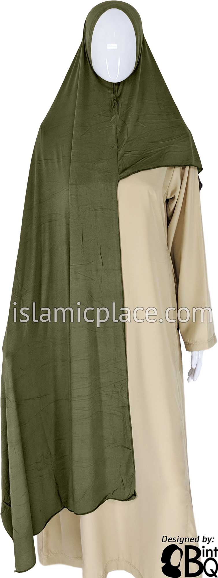 Camouflage Green Plain - Easy Aisha Jersey Shayla Long Rectangle Hijab 30"x70"