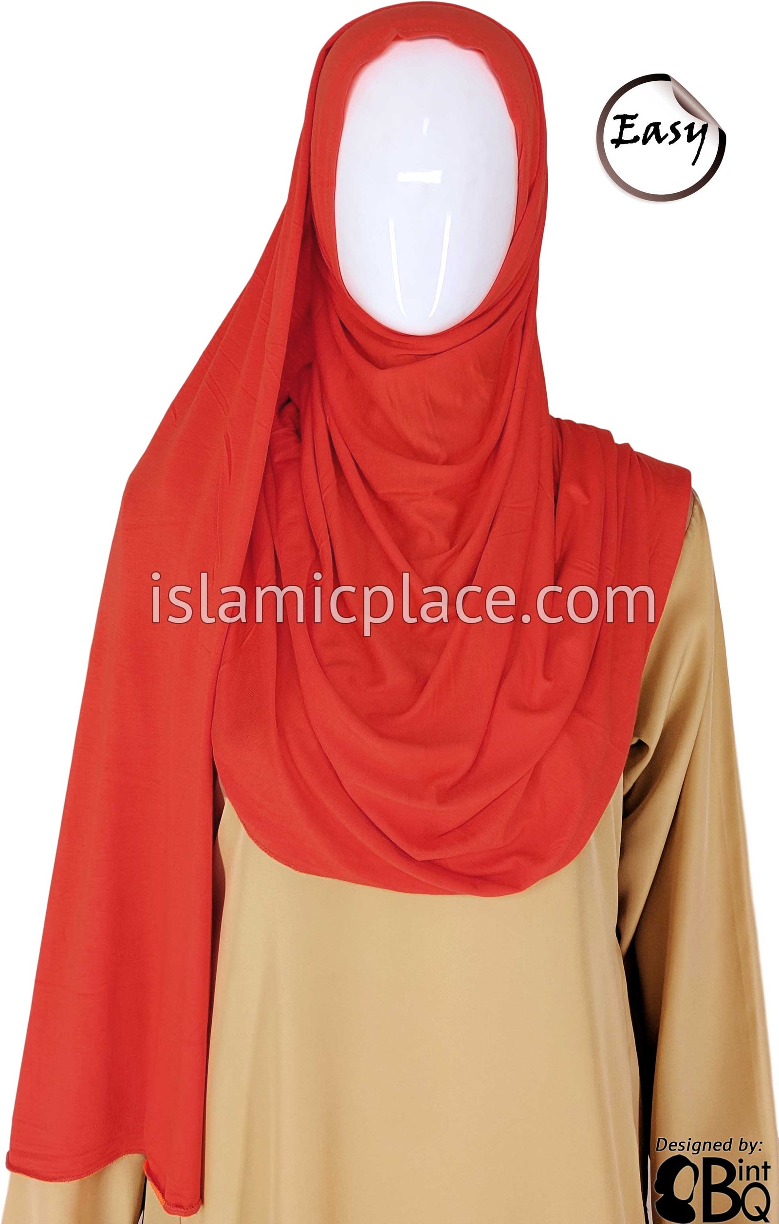 Brick Red Plain - Easy Aisha Jersey Shayla Long Rectangle Hijab 30"x70"