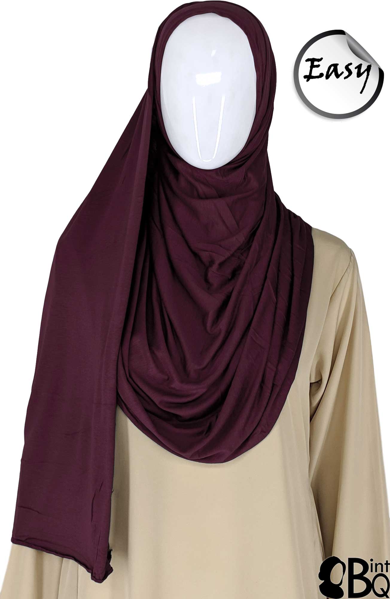 Eggplant Plain - Easy Aisha Jersey Shayla Long Rectangle Hijab 30"x70"