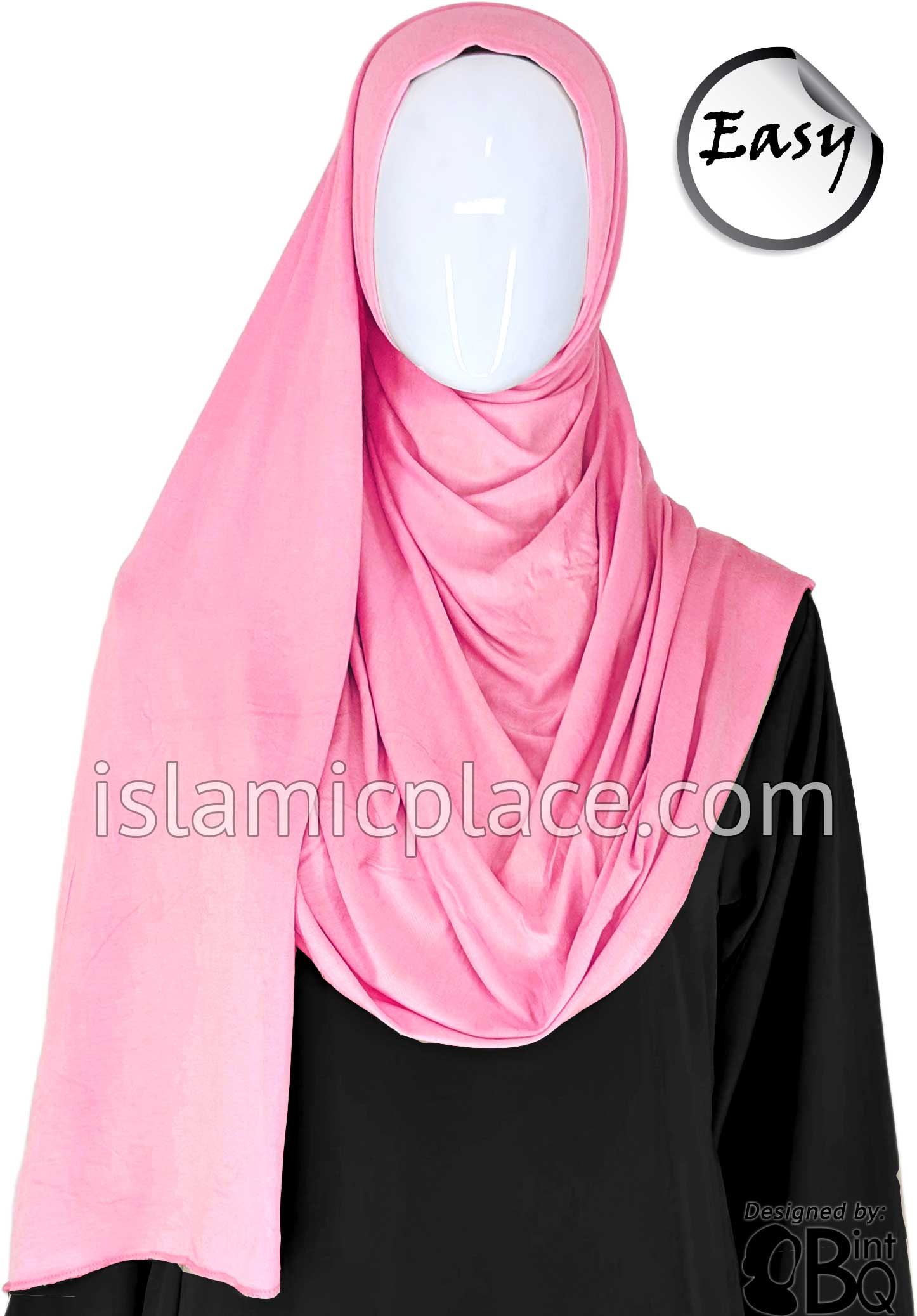 Pink Plain - Easy Aisha Jersey Shayla Long Rectangle Hijab 30"x70"