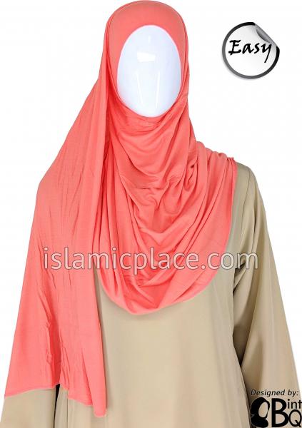 Salmon Plain - Easy Aisha Jersey Shayla Long Rectangle Hijab 30"x70"