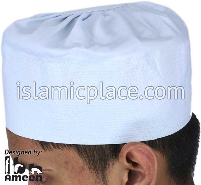White - Namazi Crown Pleated Solid Kufi