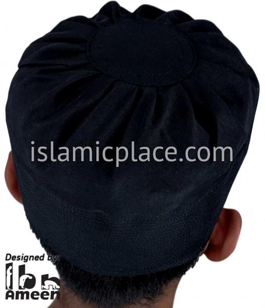 Black - Namazi Crown Pleated Solid Kufi