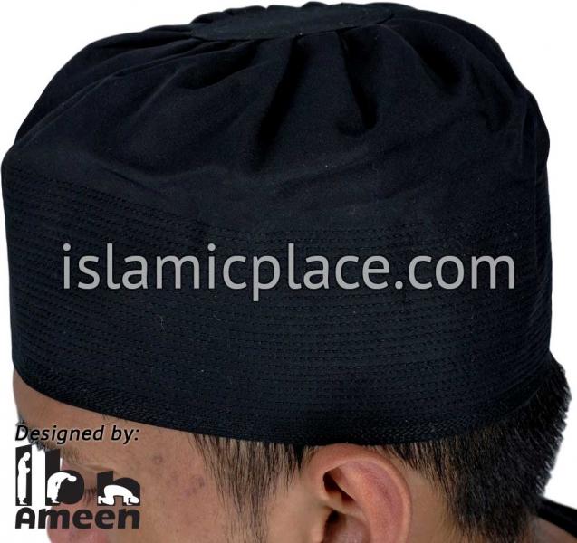 Black - Namazi Crown Pleated Solid Kufi