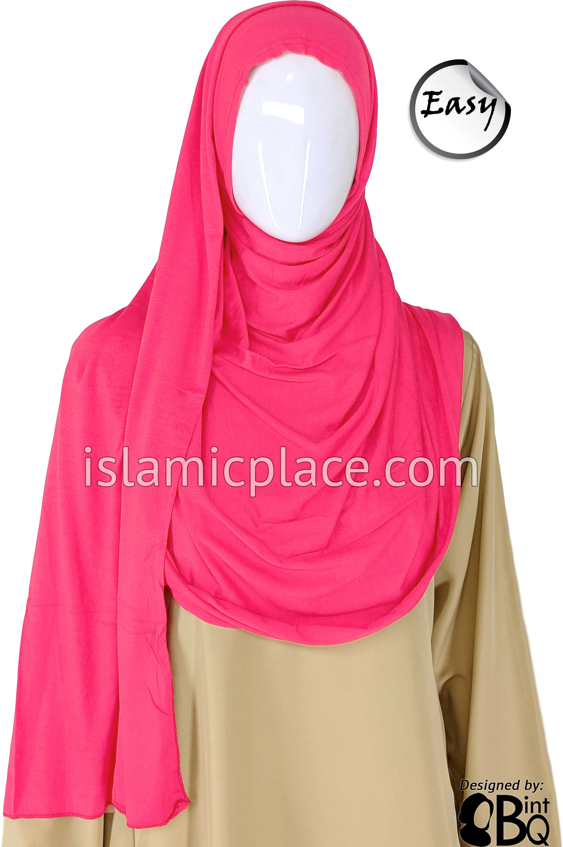 Fuchsia Pink Plain - Easy Aisha Jersey Shayla Long Rectangle Hijab 30"x70"