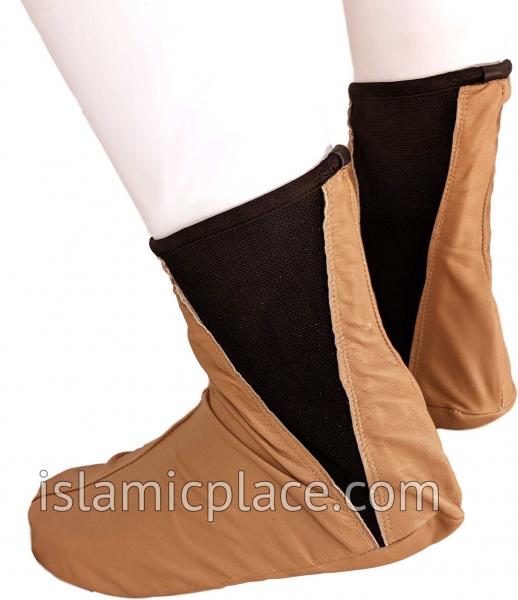 Caramel - Elastic Slip-on Khuff Leather socks