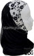 Black Flowers on White Base with Black Wrap - Kuwaiti Scarf