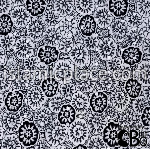 Black and White Snow Flakes with Black Wrap - Kuwaiti Scarf