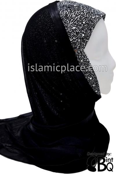 Black Burst on White Base with Black Wrap - Kuwaiti Scarf