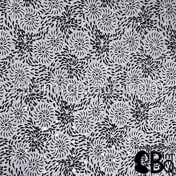 Black Solar Burst on White Base with Black Wrap - Kuwaiti Scarf