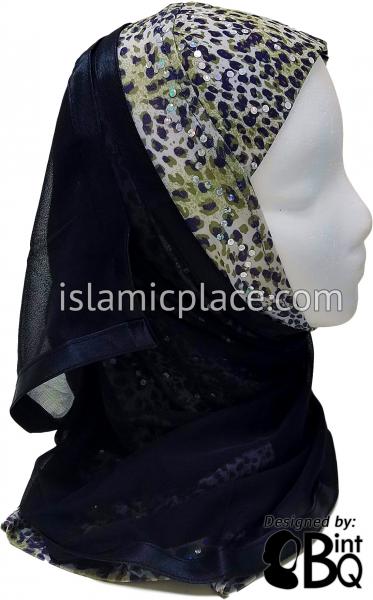 Black, Gray, and Olive Scales on White Base with Black Wrap - Kuwaiti Scarf