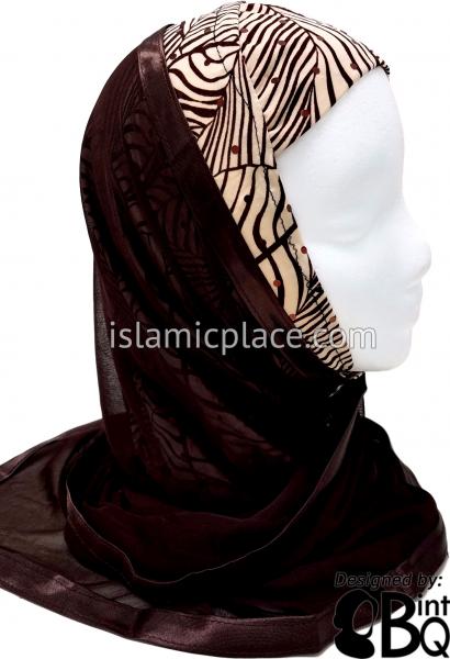 Brown Abstract Lines on Biege Base with Brown Wrap - Kuwaiti Scarf