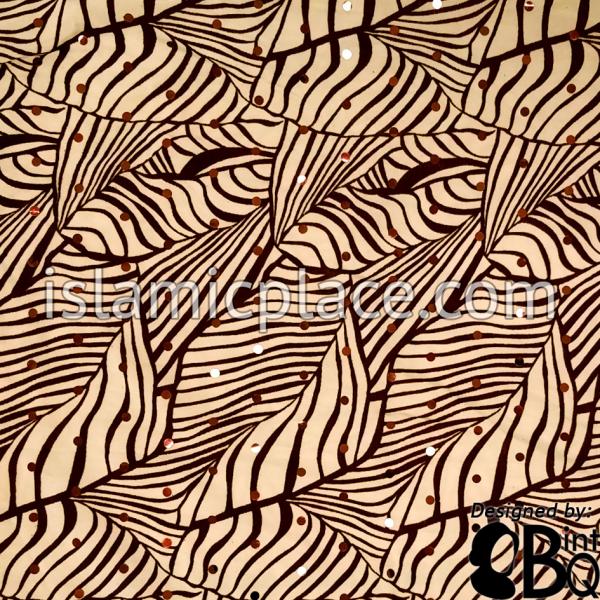 Brown Abstract Lines on Biege Base with Brown Wrap - Kuwaiti Scarf