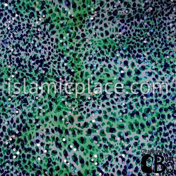 Black and Green Scales on White Base with Black Wrap - Kuwaiti Scarf