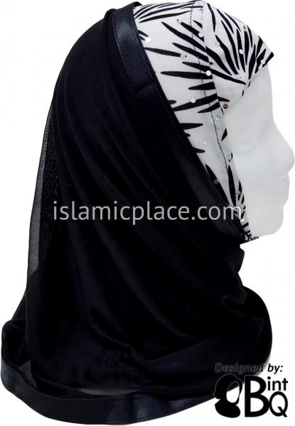 Black Fireworks on White Base with Black Wrap - Kuwaiti Scarf
