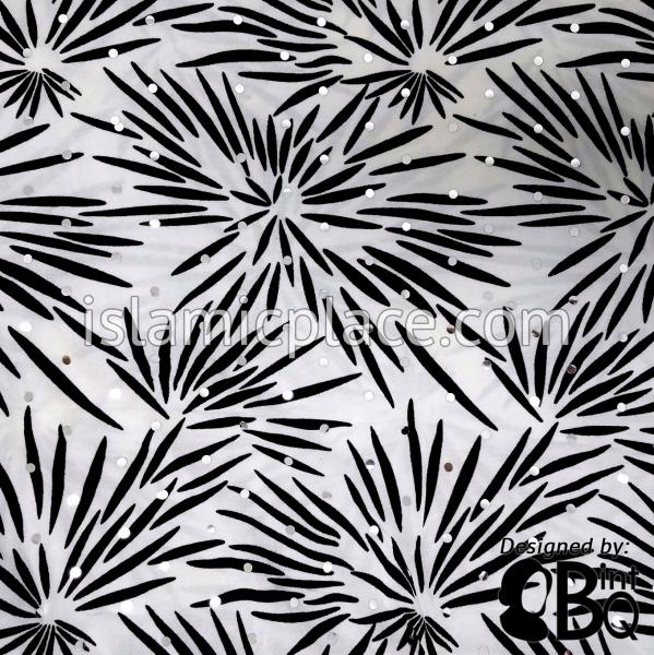 Black Fireworks on White Base with Black Wrap - Kuwaiti Scarf