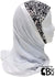 Black Abstract Lines and Spots on White Base with White Wrap - Kuwaiti Scarf