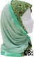 Green Scale and Brown Flower Pattern with Mint Green Wrap - Kuwaiti Scarf