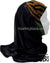 Green and Black Leaf-like Design on Light Brown and White Base with Black Wrap - Kuwaiti Scarf