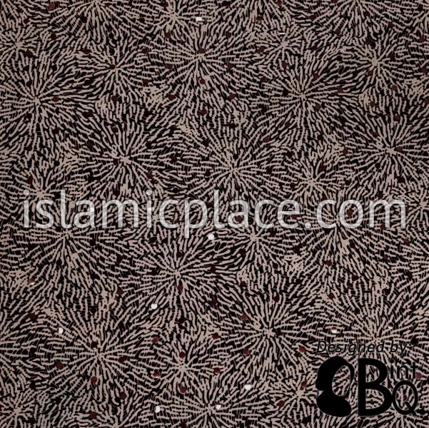 Tan Burst on Chocolate Brown Base with Black Wrap - Kuwaiti Scarf