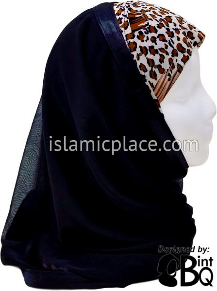 Brown and Black Leopard Print with Brown and Tan Claw Marks with Black Wrap - Kuwaiti Scarf