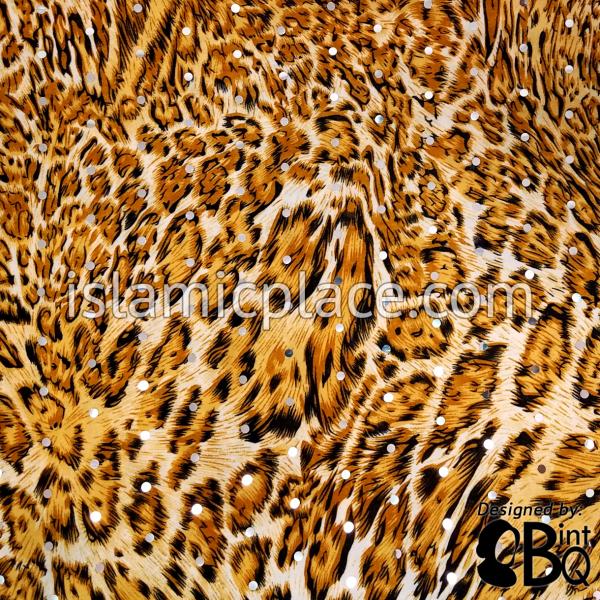 Orange and Black Leopard Print with Black Wrap - Kuwaiti Scarf