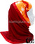 Orange and Red Floral Design on White Base with Red Wrap - Kuwaiti Scarf