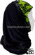 Light Green Flower and Leaf Design on Black Base with Black Wrap - Kuwaiti Scarf