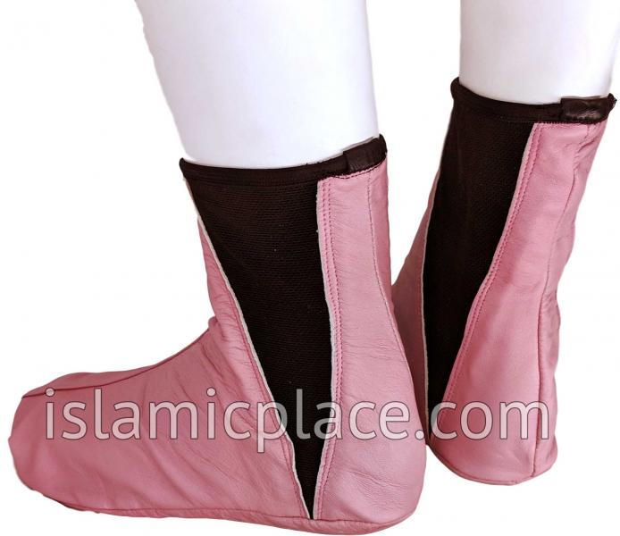 Pink - Elastic Slip-on Khuff Leather socks
