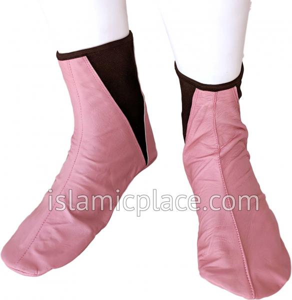 Pink - Elastic Slip-on Khuff Leather socks